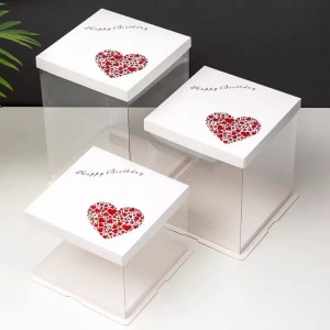 Factory Free sample 2022 New Custom Printing Square Transparent Cake Box with Bag